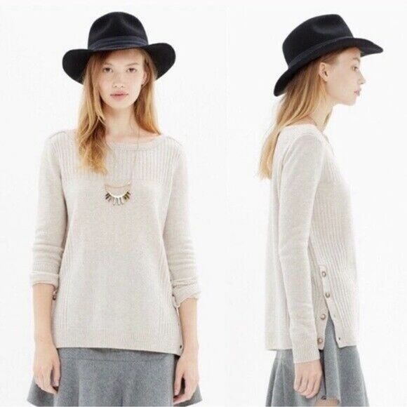 Madewell Pinewood Pullover Wool Sweater Oatmeal S - Picture 1 of 8